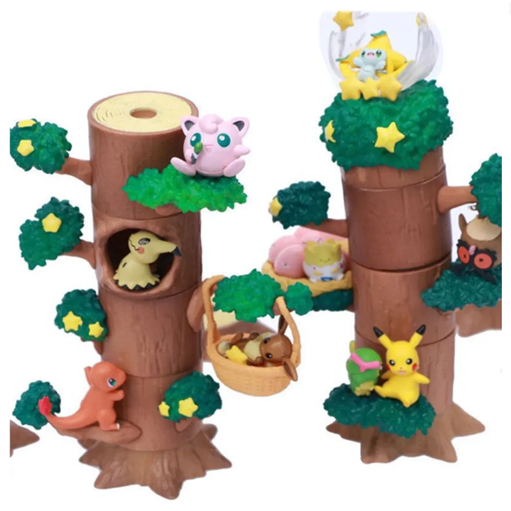 1 Pcs Cute Pokemon Stump Eevee Jigglypuff Action Figures Mimicking Forest Tree - £9.70 GBP