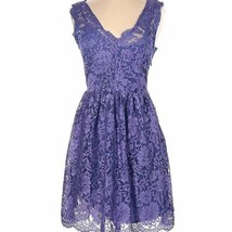 Madison Marcus Boho Lace Silk Sleeveless Fit &amp; Flare Dress Blue Purple Sz S - $42.06