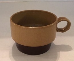 Vintage Mid Century Ekco CANOE 1102 Flat Cup Mug Genuine Stoneware Brown Trim - £5.90 GBP