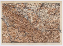 1904 Antique Map Thuringia Gotha Erfurt Weimar Ilmenau Suhl Thüringen Germany - £15.27 GBP