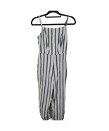 Old Navy Jumpsuit Womens Medium Blue White Striped Pockets Straight Leg ... - £19.66 GBP