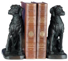 Bookends Bookend TRADITIONAL Lodge Sitting Lab Labrador Dog Ebony Black Resin - £236.49 GBP