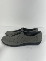 Clark&#39;s Medora Gemma Nubuck Leather Gray BlackSlip On Soft Cushion Shoes SZ 8 - £26.96 GBP