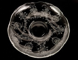 Etched Glass 13&quot; Platter/Underplate, Roses And Ribbons, Scalloped &amp; Bead... - $19.55