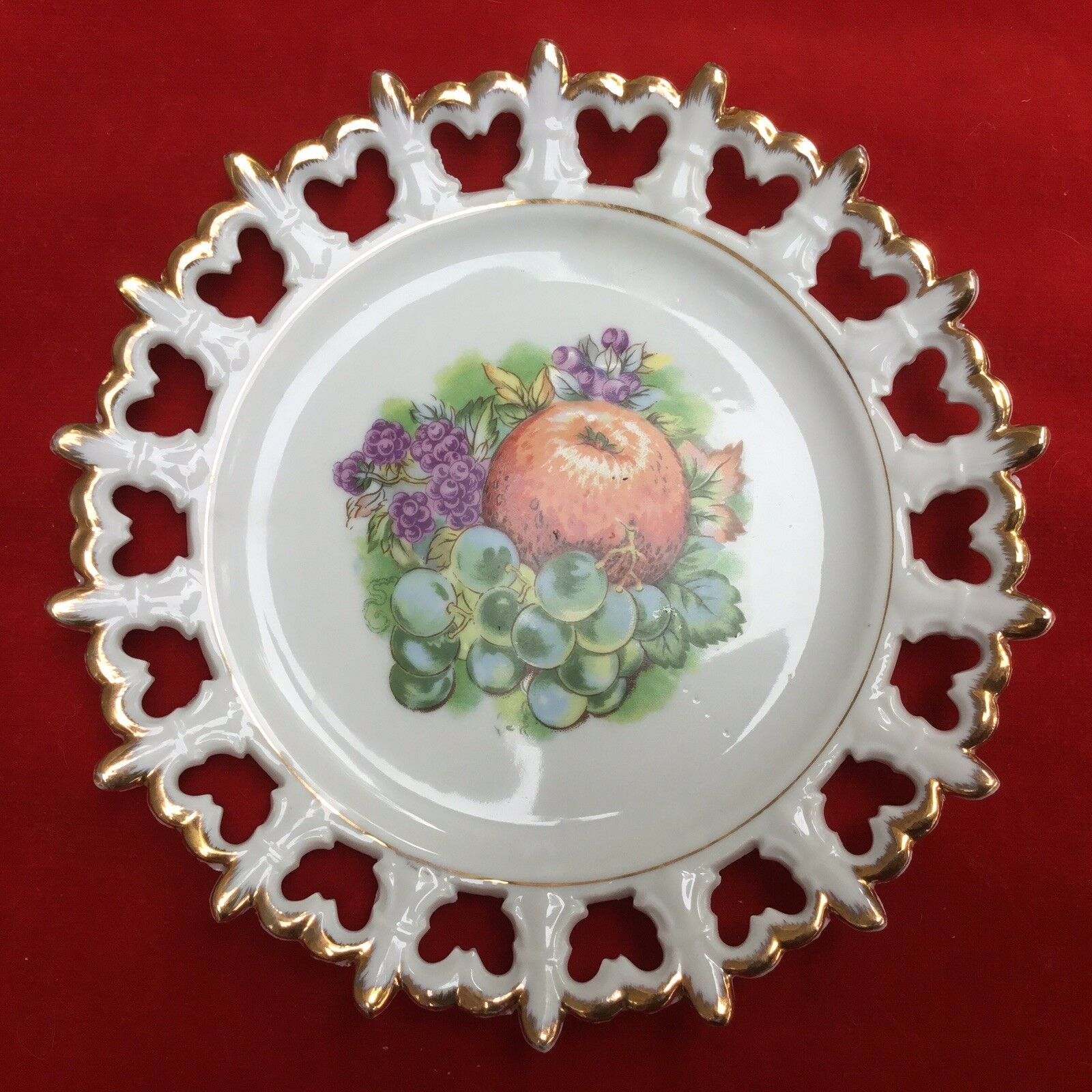 VINTAGE NAPCO RETICULATED HAND PAINTED DESSERT PLATE #S 903B JAPAN 8” WIDE 1960s - $18.70