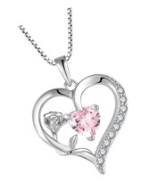 Heart Necklace for Women 925 Sterling Rose - £189.71 GBP