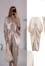 Zara Bnwt 2023. Silver Satin Tunic Dress Kimono Kaftan Draped. 4437/092 - £98.87 GBP