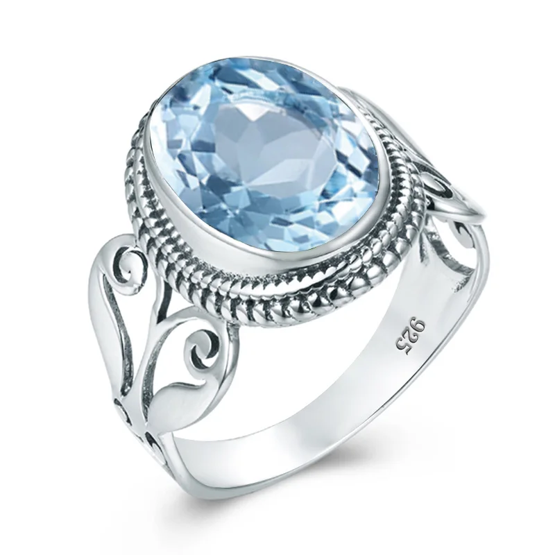 Branded Fine Jewellery March Birthstone Aquamarine Rings Sterling Silver S925 Ge - £40.56 GBP
