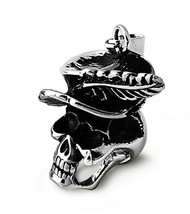 Mens Pirate Skull Necklace Stainless Steel New Orleans Witch Doctor Pendant - £19.91 GBP