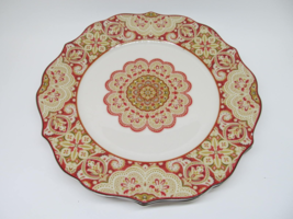 222 Fifth Lyria Saffron  Red And White 10 1/2&quot; Scalloped Dinner Plate RE... - $10.00