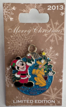 2013 Disney Merry Christmas Ornament Mickey Pluto Limited Edition 3D Pin - $19.79