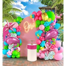 Tropical Flamingo Balloons Garland Arch Kit 140Pcs Tiffany Blue Pink Green With  - £28.46 GBP