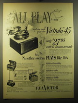 1950 RCA Victor Victrola 45 Phonograph Ad - It&#39;s all play and no work - £14.74 GBP