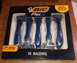 BIC FLEX 3 Shaving Kit; 10 Razors (Handle w/ Flexible Blades) Durable Blades - $12.50