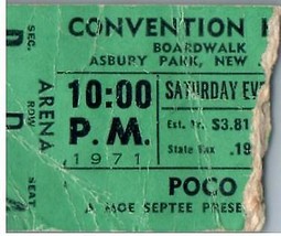 Poco Ticket Stub July 17 1971 Asbury Park New Jersey - $54.44