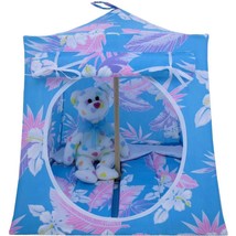 Aqua Toy Pop Up Doll, Stuffed Animal Tent, 2 Sleeping Bags, Flower Print Fabric - £19.83 GBP