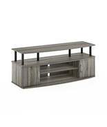 Entertainment Stand TV Storage Shelves Display French Oak Grey/Black Com... - $312.40