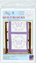 Jack Dempsey Stamped White Quilt Blocks 18&quot;X18&quot; 6/Pkg-Cross-Stitch Butterfly 732 - £16.40 GBP