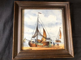 DELFT FRAMED POLYCHROME TILE . Signed and marked - $174.99