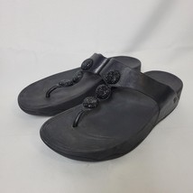 FitFlop Thong Sandal Leather Toe Post Petra Sugar Black A67090 Women&#39;s 8... - $47.28 CAD