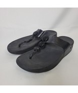 FitFlop Thong Sandal Leather Toe Post Petra Sugar Black A67090 Women&#39;s 8... - $47.27 CAD