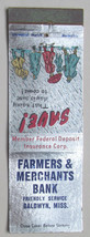 Farmers &amp; Merchants Bank - Baldwyn, Mississippi 20 Strike Matchbook Cover MS - £1.38 GBP