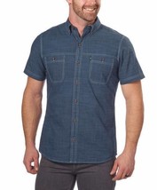 NEW G.H. Bass &amp; Co. Men’s Short Sleeve Dark Blue Woven Shirt - $26.59+