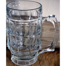 Beer Stein Bar Mug Tankard Thumbprint Pattern Clear Glass Very Nice Man Cave - £9.79 GBP