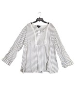NWT Lane Bryant Women&#39;s Plus Size 24 White Gray Striped Rayon Tunic Top ... - $30.00