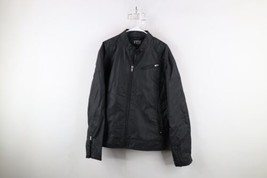 Vintage Fox Racing Mens XL Waxed Cotton Canvas Cafe Racer Bomber Jacket Black - $128.65