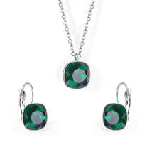 Emerald Crystal &amp; Silver-Plated Square Huggie Earring Set - $14.99