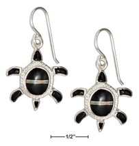 Earrings Sterling Silver Synthetic Opal and Reconstituted Onyx Turtle Earrings - £73.51 GBP+