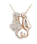 Mr and Mrs Cat Gold Plated Pendant Necklace For Women - $187.34 MXN