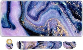 Artso Large Gaming Mouse Pad, Keyboard Wrist Rest Pad &amp; Wrist, Purple Marble - £26.23 GBP