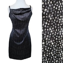 Vintage 90s Womens Large Black Velvet Dress Glitter Sparkle Formal Sleev... - $48.28