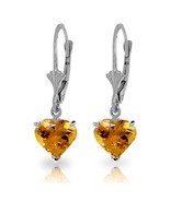 Galaxy Gold GG 14k White Gold Heart-shaped Citrine Dangle Earrings - $352.99