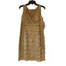 London Times Gold Ruffle Tiered Vintage Formal Cocktail Party Dress, Siz... - £15.97 GBP