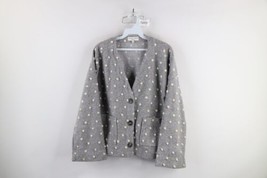 Texture &amp; Thread Madewell Womens M Polka Dot Wool Blend Knit Cardigan Sweater - £33.26 GBP