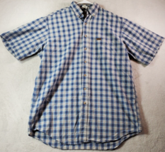 Carhartt Shirt Men Large Blue White Plaid Short Sleeve Pocket Collar But... - $21.11