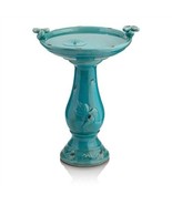 Outdoor Turquoise Blue Ceramic Birdbath - $268.08 CAD