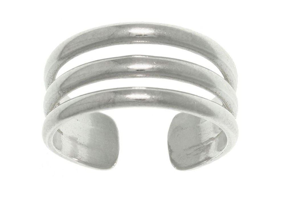 Jewelry Trends 3-band Wide Sterling Silver Toe Ring Adjustable-Size Midi... - $22.72
