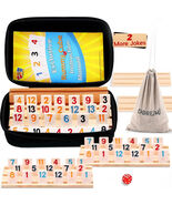Rummy Cube 4-Player Travel Set with Case 106 Tiles &amp; Wooden Racks Complete - $52.95