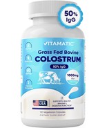 50% IgG Bovine Colostrum Capsules For Gut, Immune, Energy and Muscle Hea... - $22.43