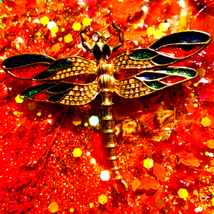 Beautiful vintage gold and multicolored dragonfly brooch and pendant - £21.36 GBP