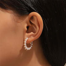Pearl & 18K Gold-Plated Botanical Huggie Earrings - £10.14 GBP