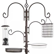 Complete Bird Feeder Set with Bronze Metal Stand Suet Water Bowl Tube an... - $134.49