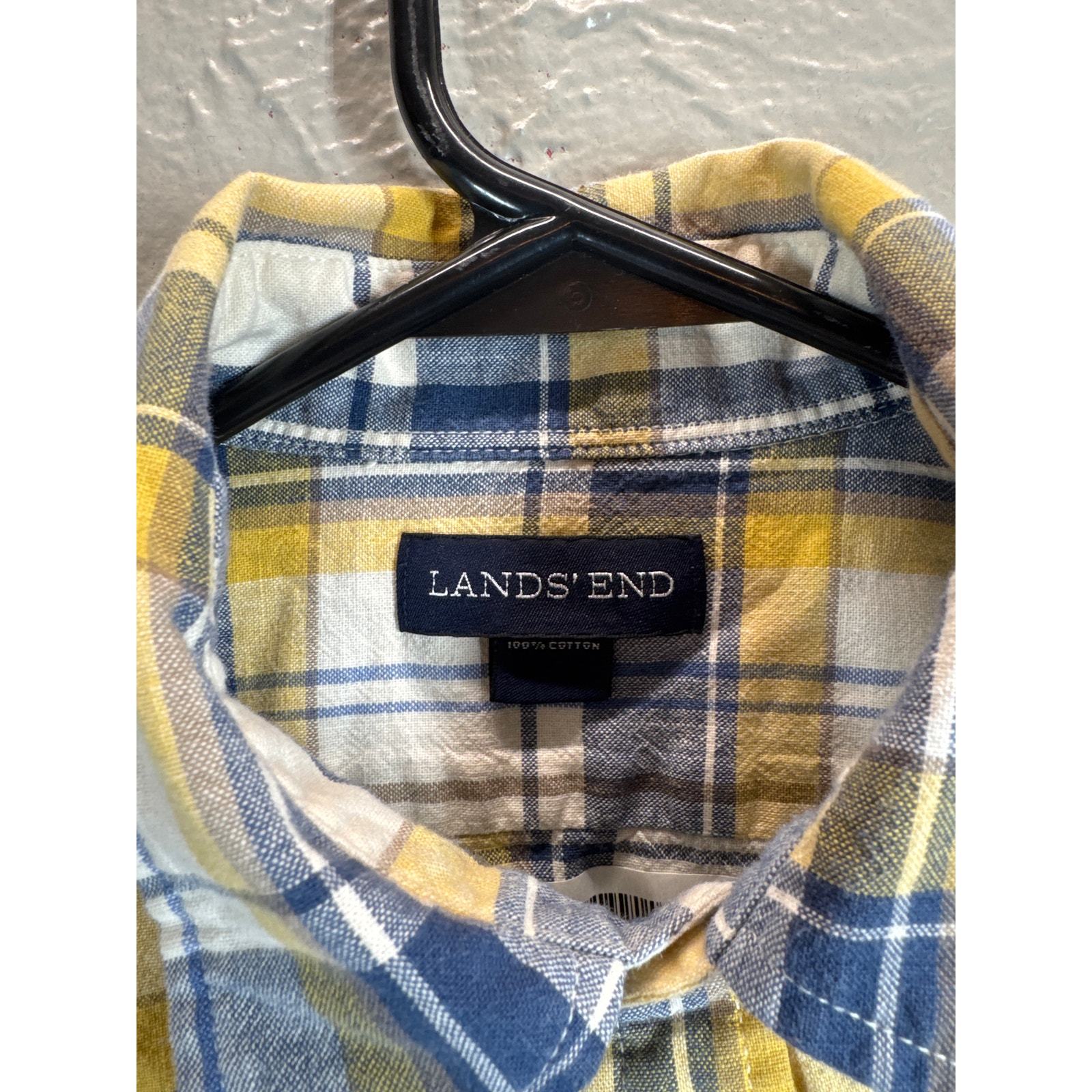 Lands' End Mens Plaid Long Sleeve Button Down Collared Shirt Size Small 14-141/2 Item image 3