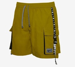New Nike Men&#39;s 7&quot; Logo Tape Cargo Swim Trunks Olive/Black Variety Sizes - $39.99