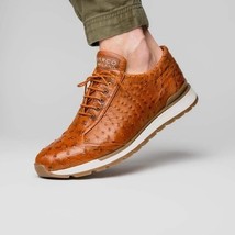 genuine ostrich quill fashion sneaker Shoes Scanno Antique Cognac image 7