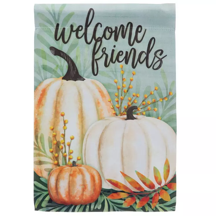 Primary image for Welcome Friends Pumpkin Fall Garden Flag- 2 Sided, 12.5" x 18"